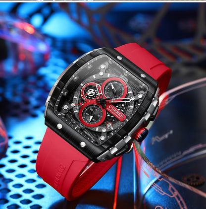 CURREN Fashion men watch brand unique square design luxury quartz sports tape watches men waterproof