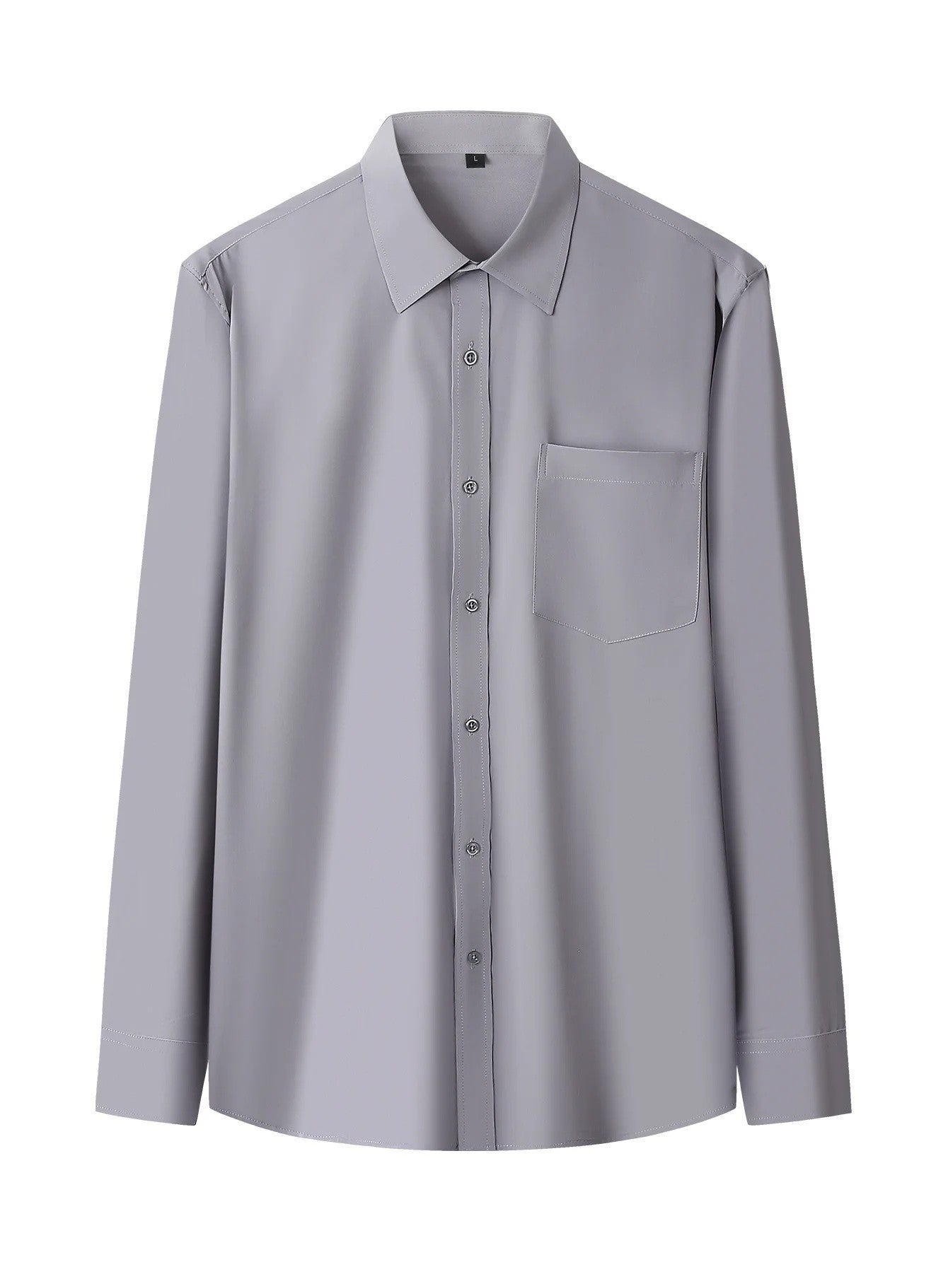 Iron-Free Long Sleeve Silk Smooth Drapey Wedding Shirt for Men Summer Business Formal Wine Red Large Size Men's Clothing