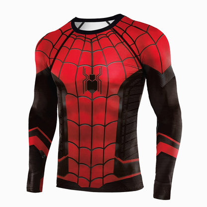 Mens Compression Shirts Long Sleeve Comics Spider Cosplay T-Shirt Superhero Tops Elastic Fitness Sportwear Halloween Clothes