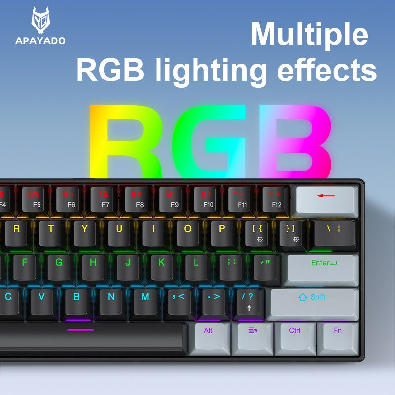 Teclado Mecânico RGB de 61 Teclas com Fio K61 Mini Teclado Portátil 60% Preto, Branco, Switches Vermelho/Azul para Jogos/Trabalho