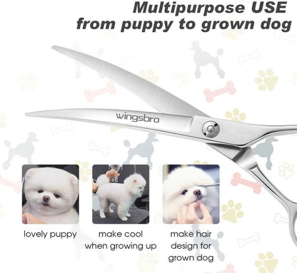 Tesoura curva de tosa para cães de 7,5", tesoura curva profissional para animais de estimação, tesoura curva para cães, tesoura curva para gatos