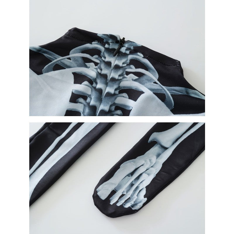 Boy's Skeleton Character Clothing, Jumpsuit and Mask Set, Boys Funny Outfit for Halloween Party
