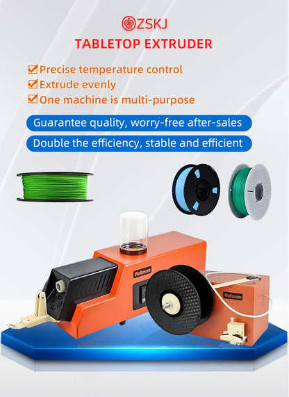 Desktop 3D Filament Maker Machine Dual Size Extruder for 1.75mm/3mm PLA ABS Consumables Speed Adjustable for Printing Consumable