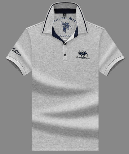 Summer New Embroidered Cotton Short Sleeved Polo Shirt for Men's Fashion, Casual, Comfortable, and Breathable T-shirt Top