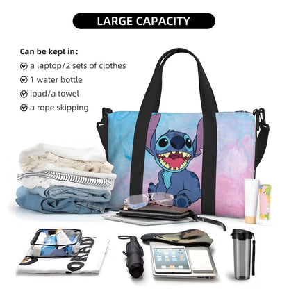 Custom Large SLilo And Stitch Cartoon Tote Bag Women Anime Shopping Shoulder Beach Gym Travel Bag