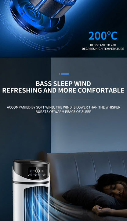 Condicionador de Ventilador Portátil com 6 Velocidades, Cooler de Névoa com Tanque de Água, Ventilador Silencioso para Dormir, Trabalhar e Estudar, Simula Vento Natural