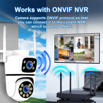 Câmera IP WIFI Tuya 5K 10MP Externa 5G Wifi Câmera PTZ de Lente Dupla Onvif Vigilância CCTV Rastreamento AI Alexa/Câmera de Segurança Goggle