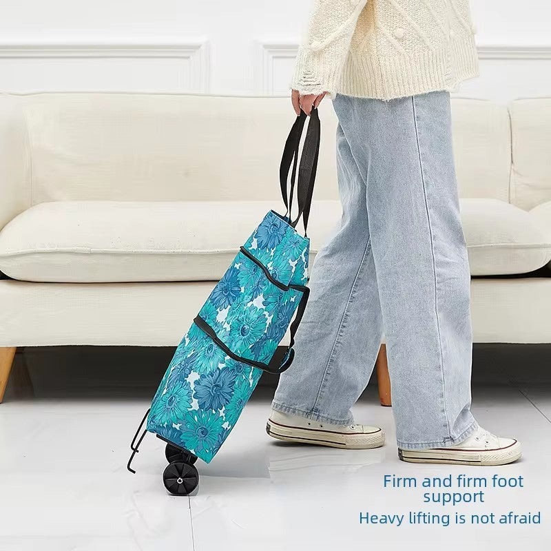 Folding Shopping Pull Cart Trolley Bag With Wheels Foldable Shopping Bag Reusable Grocery Bag Food Organizer Vegetables Bag
