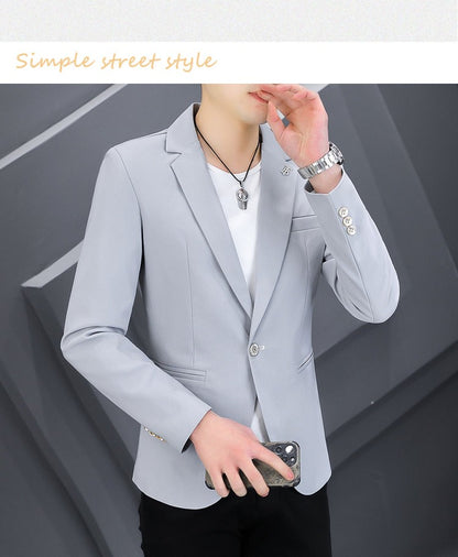 High-quality, fashionable, stylish, versatile and trendy business casual suit men's solid color fitted top