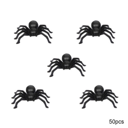 50Pcs Plastic Black Spider Trick Toys Halloween Haunted House Prop Decorations Christmas Children'S Day Gift 2025