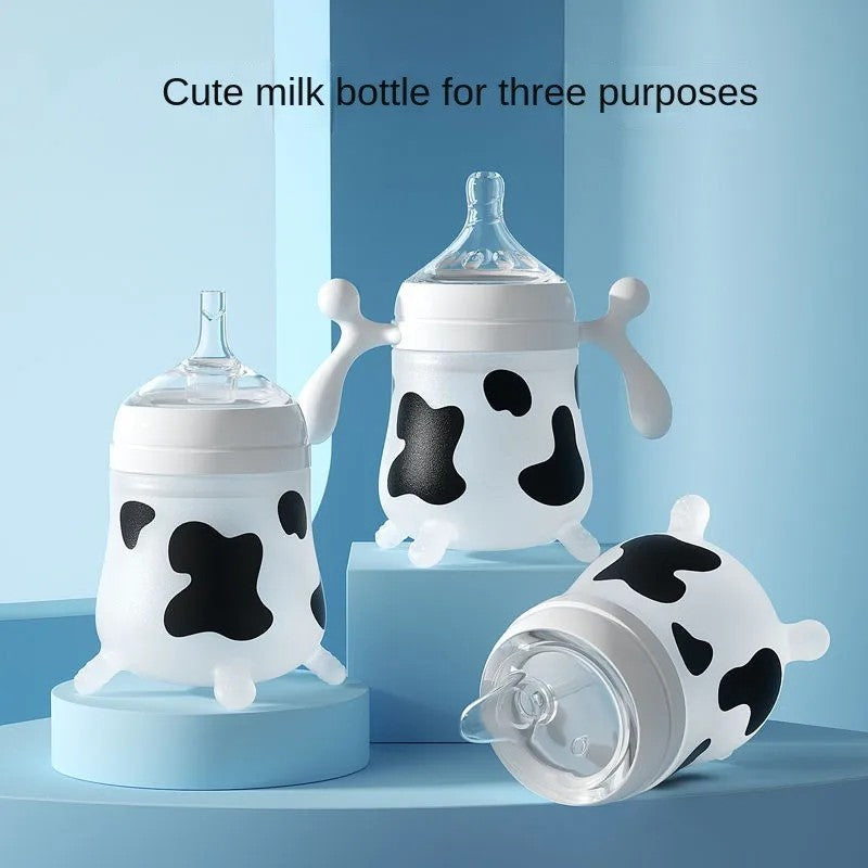 Silicone Baby Feeding Bottle Cute Cow Imitating Breast Milk For Newborn Infant Anti colic Anti choking Milk Feeding Supplies New