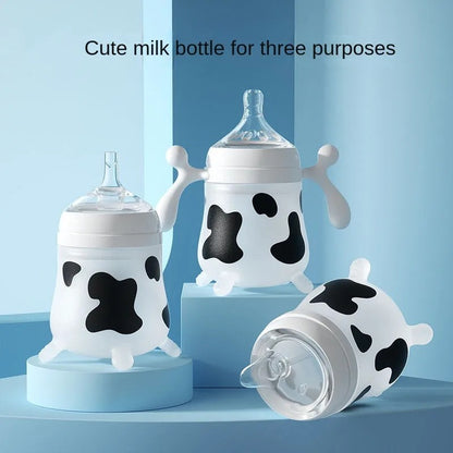 Silicone Baby Feeding Bottle Cute Cow Imitating Breast Milk For Newborn Infant Anti colic Anti choking Milk Feeding Supplies New