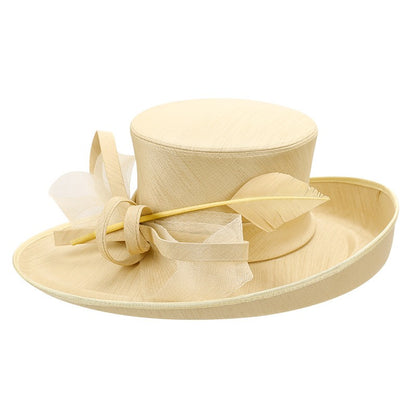 Fashion Luxury Feather Tea Party Church Photography Hat Elegant Flower Female Wide Brim Banquet Fascinator Wedding Formal Hats