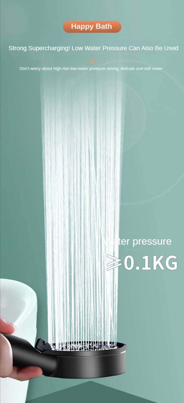 Chuveiro de Alta Pressão com 5 Modos, Chuveiro Ajustável com Mangueira, Economia de Água, Parada de Chave Única, Bico de Pulverização, Acessórios para Banheiro