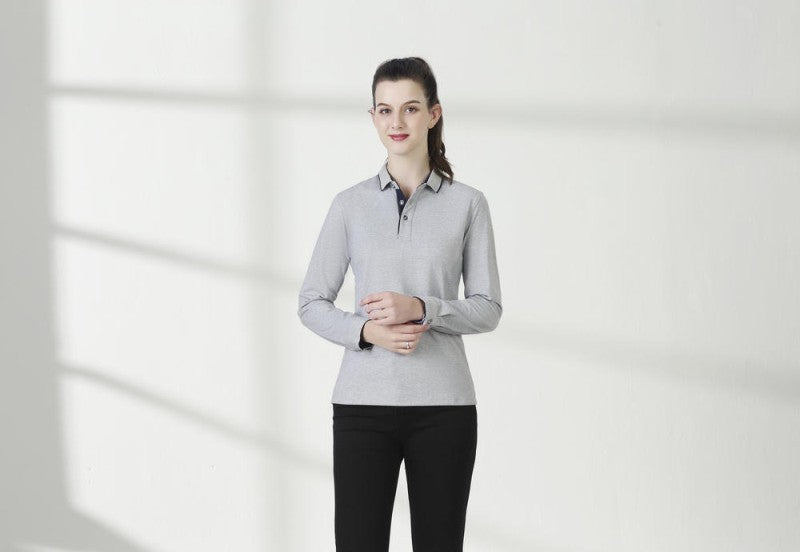 Cotton long sleeved T-shirt shirt polo shirt can print embroidered logo Spring and Autumn men's and women's work clothes