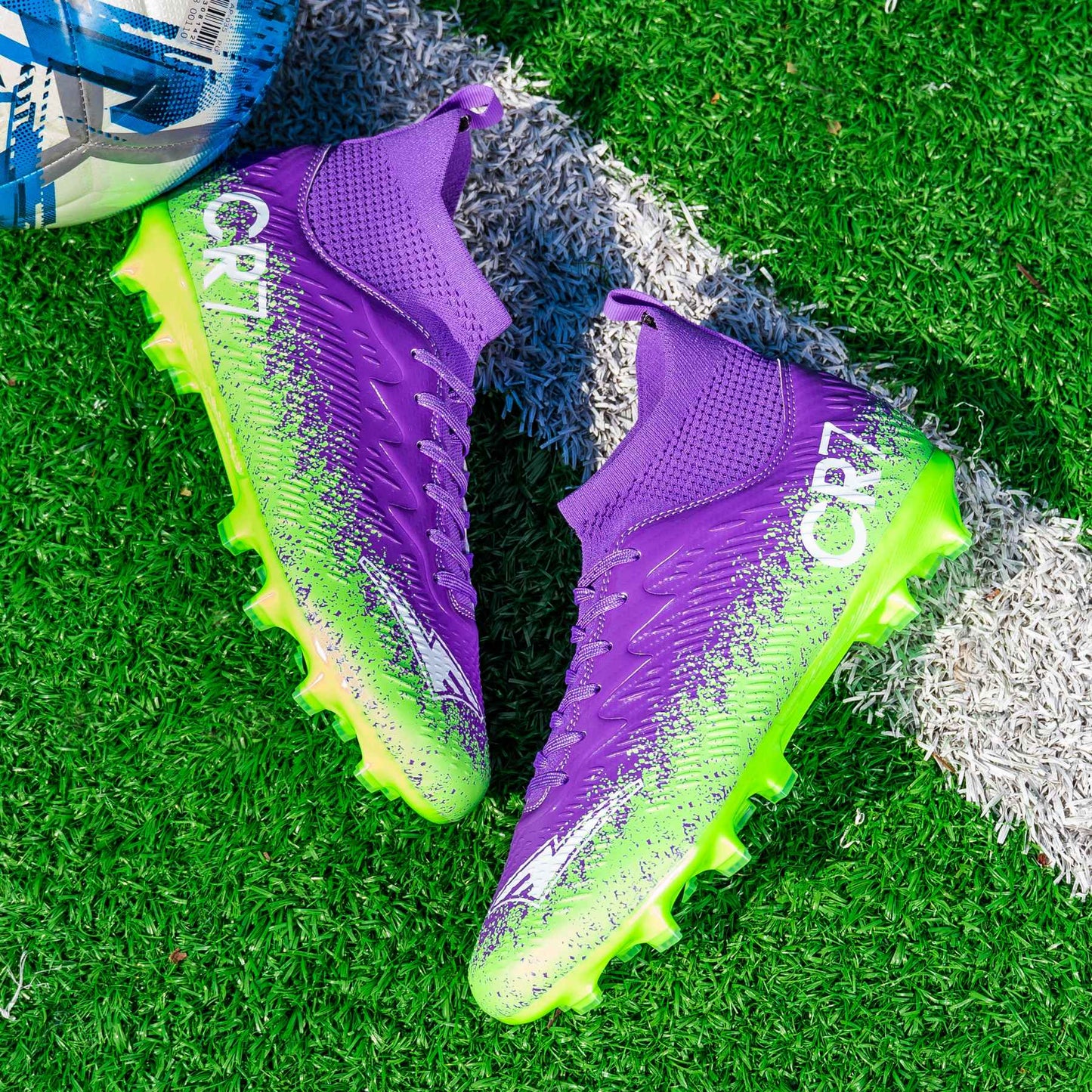 Men's High Tops Lace Up Soccer Cleats, Lightweight Professional Athletic Football Cleats Mens Athletic Shoes for Training Soccer