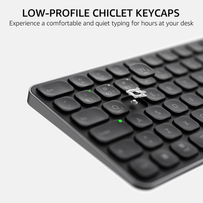 Teclado Sem Fio Bluetooth Multidispositivo Recarregável Rapoo E9050L ABNT2 Português Brasil na Cor Preta com Teclas Multimídia
