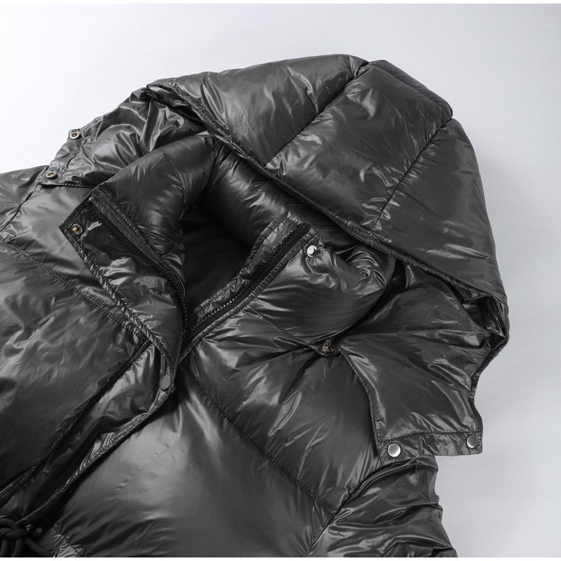 Chic Hooded Cotton Padded Jackets For Women Y2K Single Breasted Zipper Drawstring Coats 2026 Winter Pocket Long Sleeve Outerwear