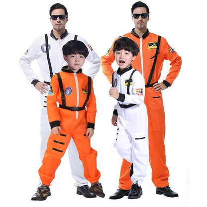 Adult Astronaut Spacesuit Jumpsuit Cosplay Costume Kids Bodysuit Flight Suit Halloween Costume Performance Costumes