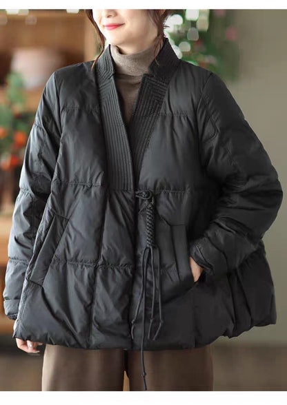 Vefadisa 2024 Autumn Winter New Red Women Parkas Coat V-neck Long Sleeve Short Parkas Casual Warm All-match Parkas Coat ZXY1194A
