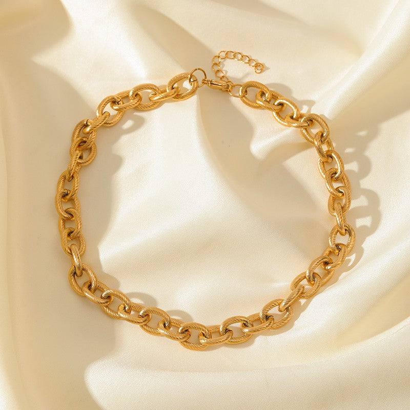 EILIECK Colar de Corrente Grossa de Aço Inoxidável 316L Dourado e Prateado para Mulheres, Corrente Cubana da Moda, Joia Impermeável de Presente