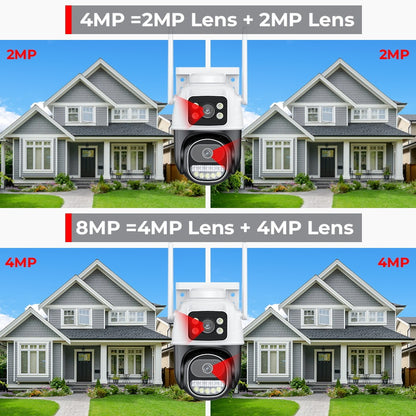BESDER 8MP PTZ Wifi Camera Outdoor Night Vision Dual Screen Human Detection 4MP Security Protection CCTV Surveillance IP Camera