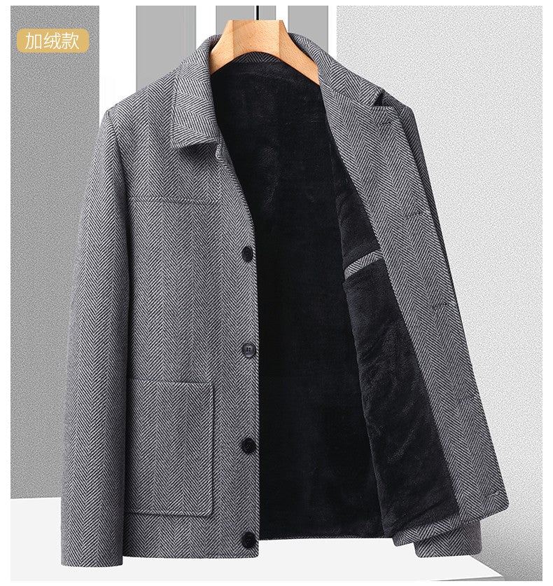 Autumn Winter Woolen Jacket for Men High-quality Casual Business Short Trends Coat Thickened and Warm Social Overcoat 2023