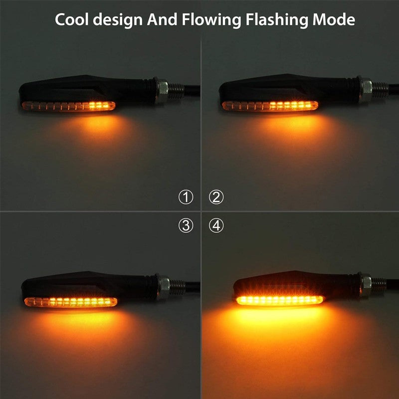 4pcs Universal Motorcycle Led Turn Signals Blinker Flowing Water Flashing Lights Stop Signal Light DRL Lamp Tail Brake Signal