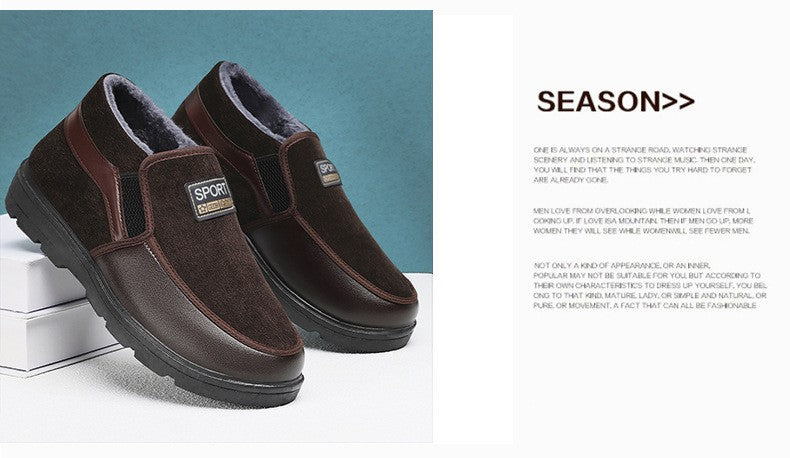 Men's winter new boots,men's plush thick elderly shoes,cold resistant and warm men's boots, thick soled comfortable cotton boots