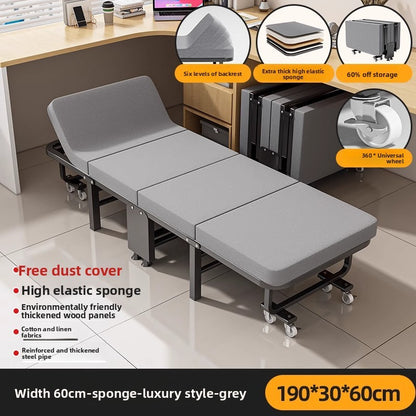 Cama dobrável, cama para pausa para almoço, cadeira para soneca, cama de acampamento portátil doméstica com tábua rígida para acompanhante.