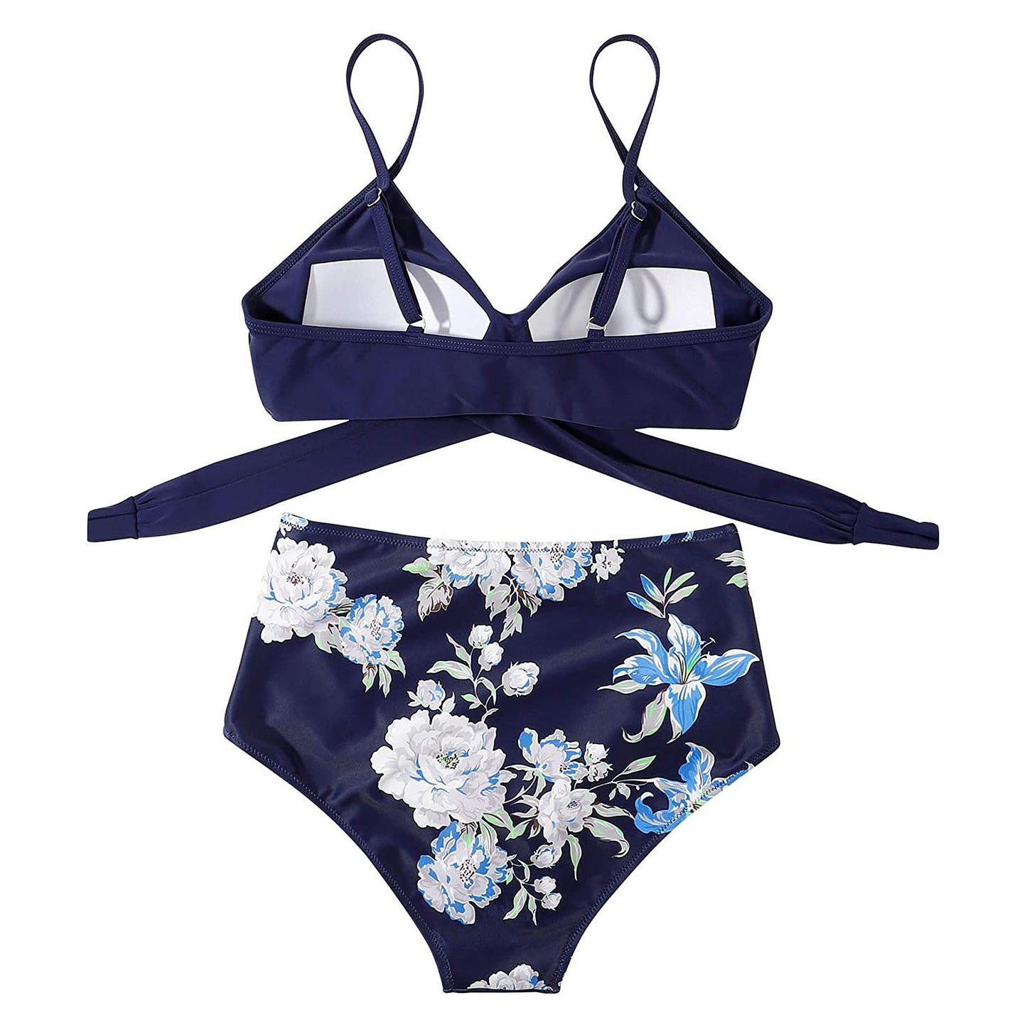 bikini Beach Style Floral Printed Women's Swimsuit Cross High Waisted Tow-piece For Teenagers biquinis feminino tendência 2024