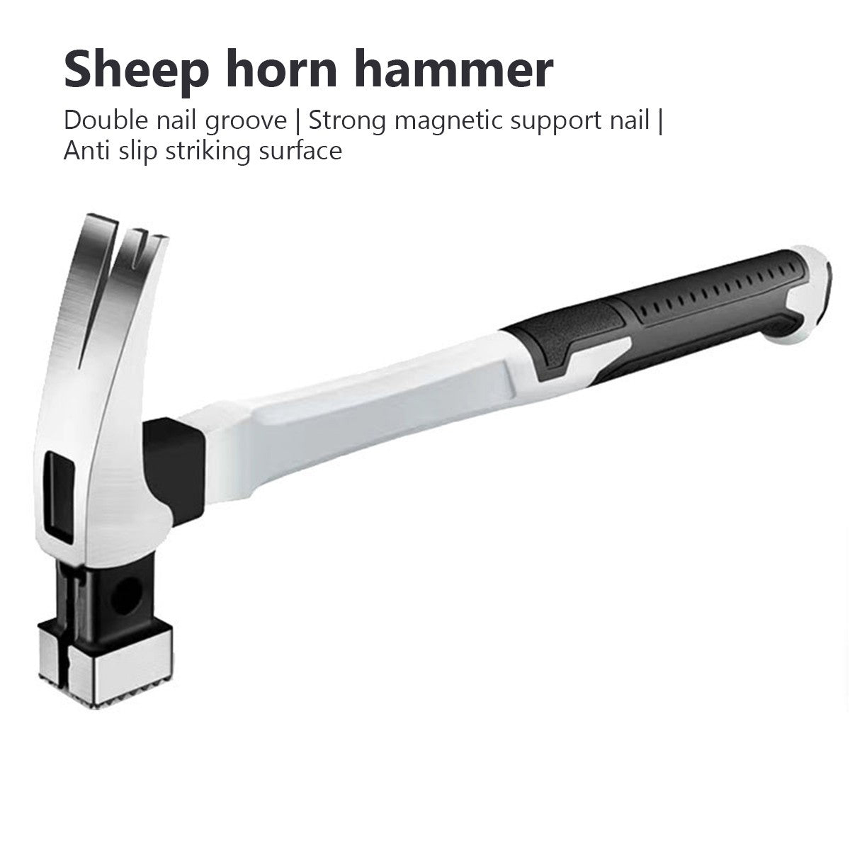 Martelo de Aço Multifuncional Antiderrapante à Prova de Choque, Ferramenta Manual Martelo de Garra Magnético para Marcenaria, Martelo de Sucção Automática de Prego