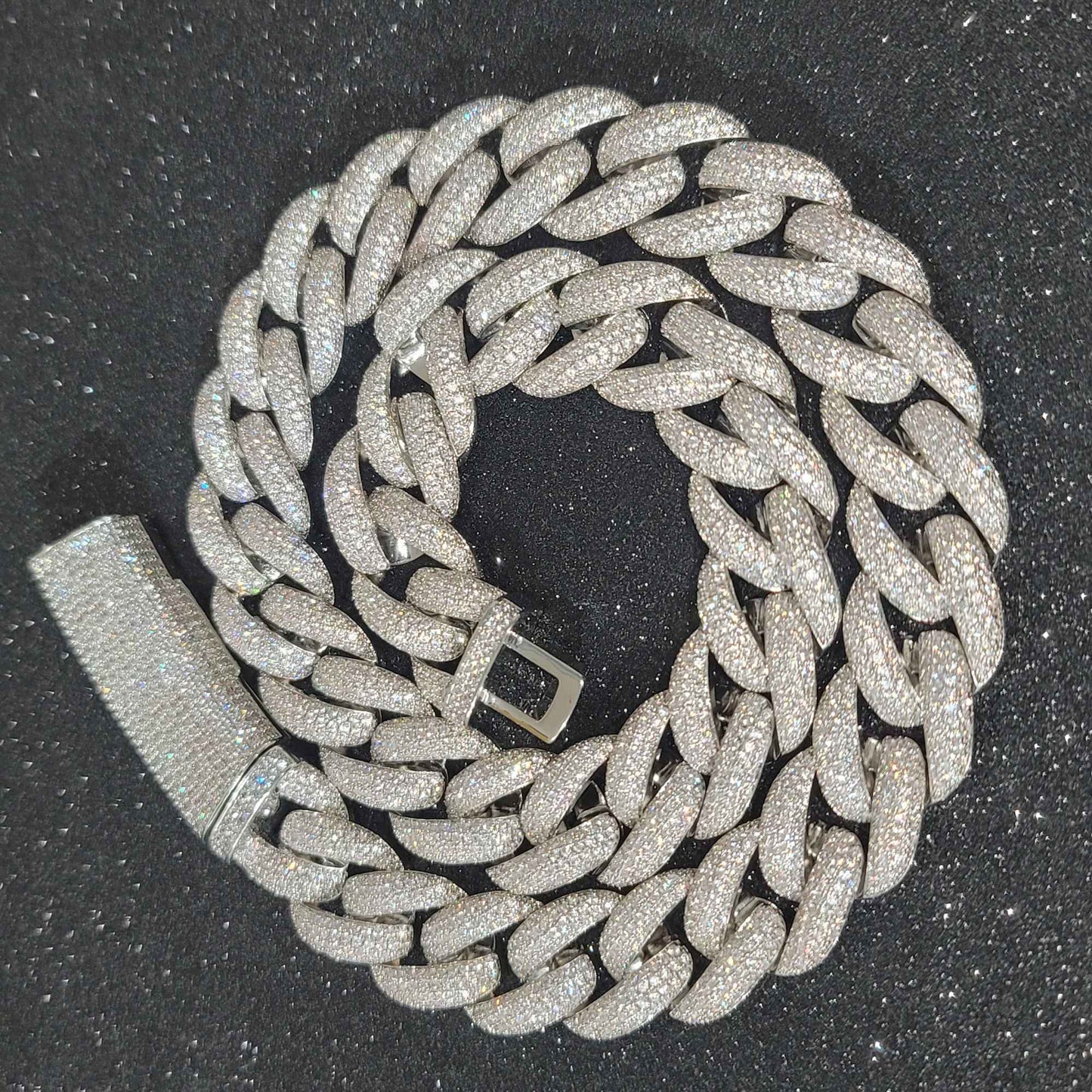 Corrente Cubana da Moda Miami Gelo 20MM Colar de Lua Totalmente Cravejado com Diamantes Fivela Longa Pulseira Joias Hip Hop Colares Para Homens