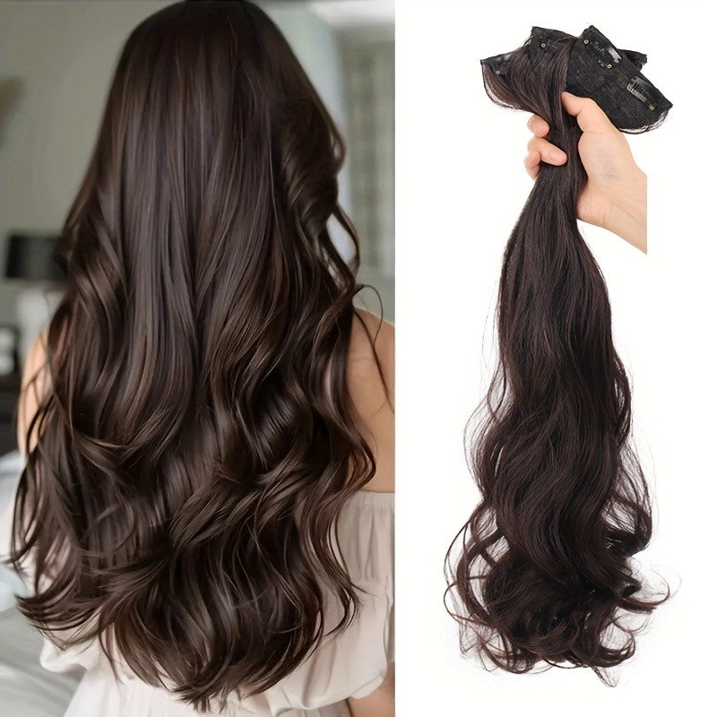 Conjunto de corte de cabelo sintético feminino 3pçs - extensão de cabelo ondulado natural invisível com presilha BB fixada ao cabelo feminino peruca resistente ao calor