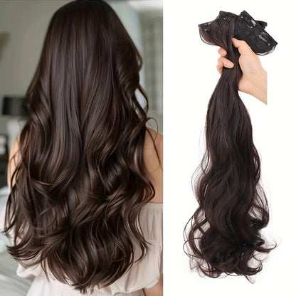 Conjunto de corte de cabelo sintético feminino 3pçs - extensão de cabelo ondulado natural invisível com presilha BB fixada ao cabelo feminino peruca resistente ao calor