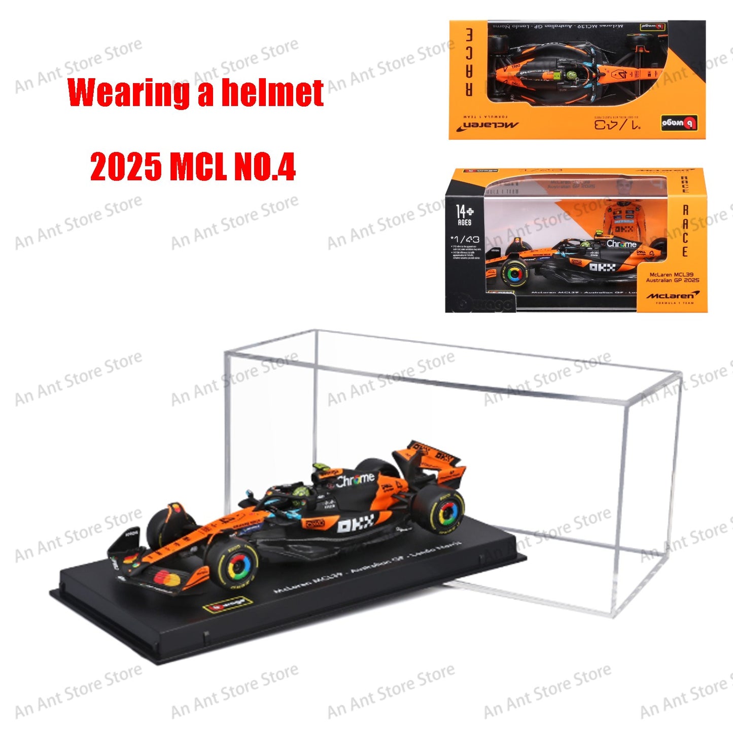 Burago 1:43 2025 F1 McLaren MCL39 #4 #81 Alloy Car Model Simulation Decoration Collection Christmas Birthday Gift Collection Toy