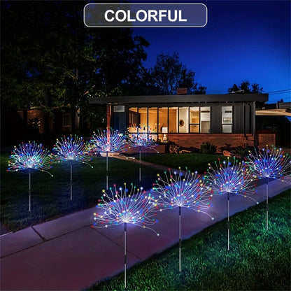 Solar Firework Lights Outdoor IP65 Waterproof Solar 8 Lighting Modes Fairy String Light Christmas Lighting Garden Decoration
