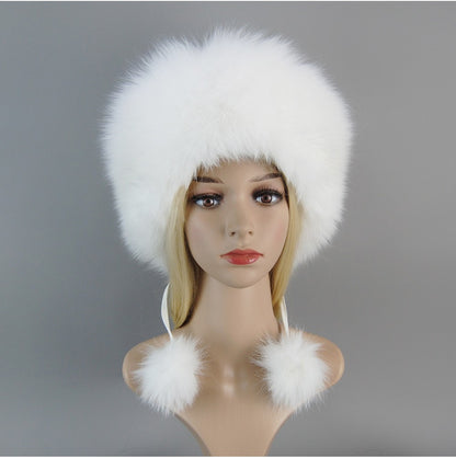 Nova Touca de Luxo de Inverno 100% Pelo de Raposa Natural Toucas de Pelo de Raposa Real de Qualidade para Mulheres Toucas de Pelo de Raposa Genuíno para Meninas