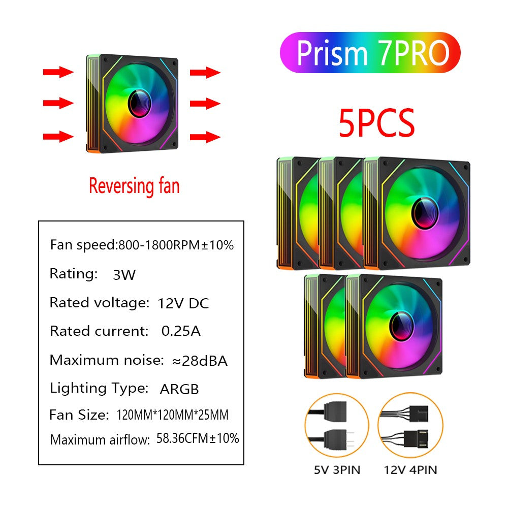 PRISM 7 PRO Computer Case Fan 120mm ARGB 4-Pin PWM Silent Cooling Fan 12V High Airflow 58.36CFM/800-1800RPM