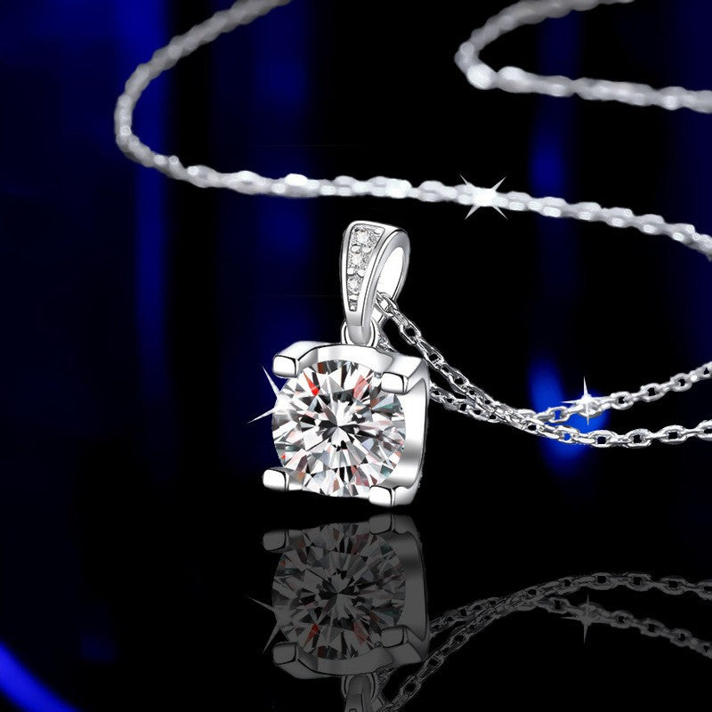 0.5-2CT D Color Moissanite Woman Pendant Sier Necklace For Women Chains Party Bridal Fine Jewelry 925sterling Silver Necklace