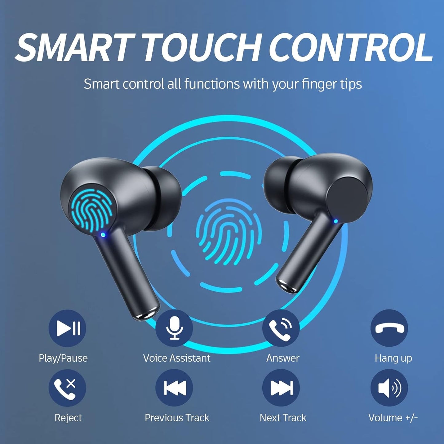 Fone de Ouvido Sem Fio Bluetooth 5.3 Headphone 60 Horas de Reprodução Display LED de Bateria Fones de Ouvido Microfone Cancelamento de Ruído Som Estéreo