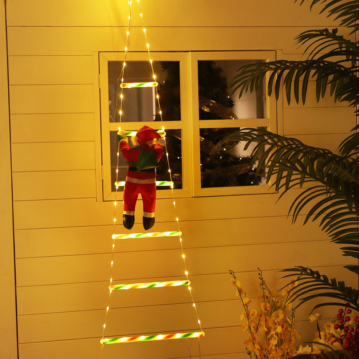 Santa Claus Ladder Light String, Suitable for Christmas Party Decoration, Christmas Lighting Decoration, Garden Decoration