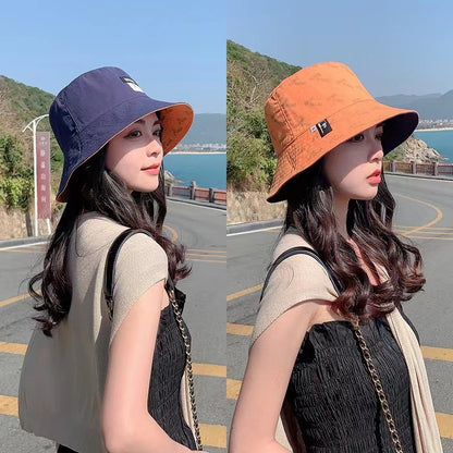 Summer Double-Sided Wear Women Bucket Hat Fashion Print Wide Brim Fordable Panama Fishermen Cap Outdoor Travel Beach Visor Hats
