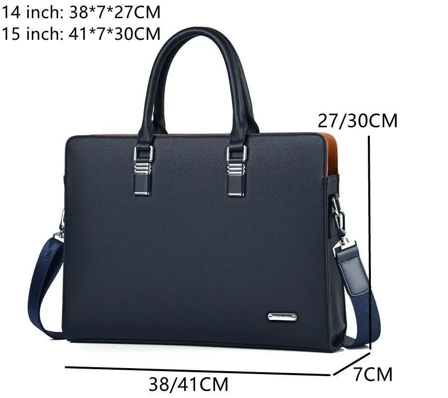 MOTAORA Genuine Leather Laptop Bag Men 14-15.6 Inch Business Briefcase Work Messenger Bag for MacBook HP Dell Acer