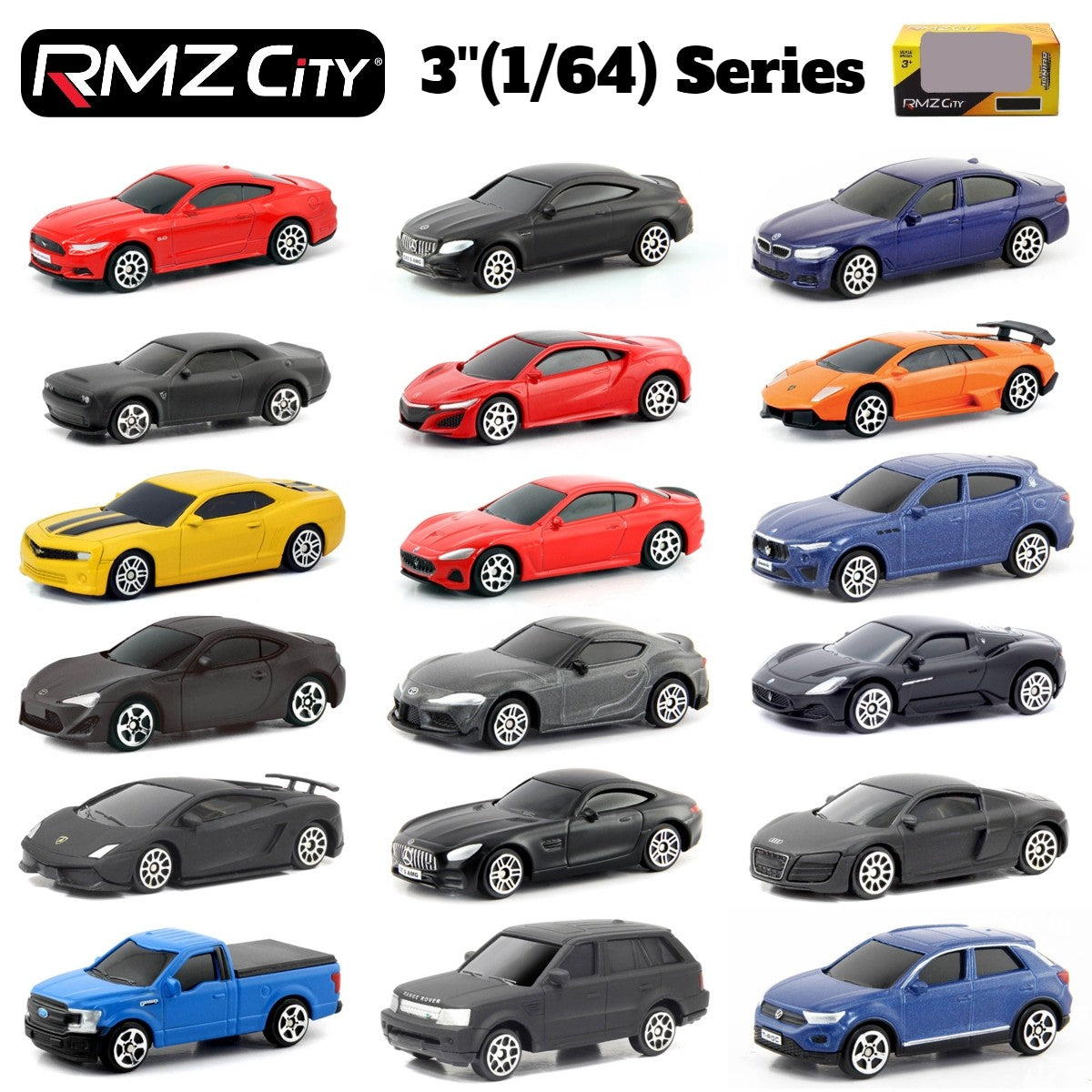 1/64 RMZ CiTY Miniatura de Carro de Brinquedo Diecast Modelo 3 polegadas Rodas Livres Coleção Adequado para Hot Wheels Presente para Crianças Meninos Criança