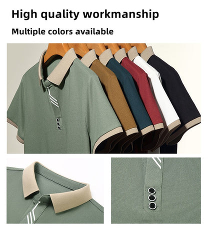 High quality short sleeve men's POLO shirt summer fashionable stripe design soft golf top comfortable ventilate casual T-shirt