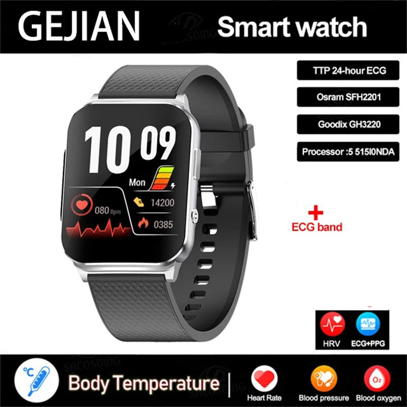 Smartwatch Inteligente 2025 NFC ECG Bomba de Ar Pressão Arterial Oxigênio no Sangue ECG+PPG Chamada Bluetooth NFC Para Homens e Mulheres Airbag
