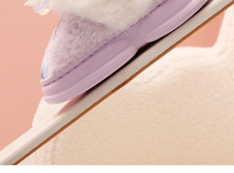 Chinelo de Algodão Infantil da Princesa Disney Elsa Inverno, Chinelo de Casa Frozen para Meninas, Antiderrapante, Quente, para Bebês, Roxo Azul