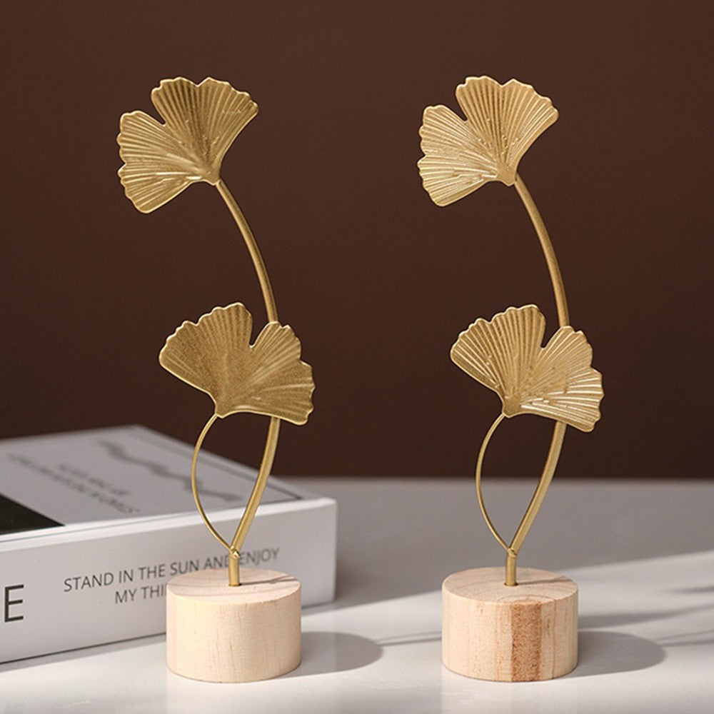 Nordic Gold Ginkgo Leaf Crafts Leaves Sculpture Luxury Living Room Decor Home Decoration Accessories Office Desktop Ornaments