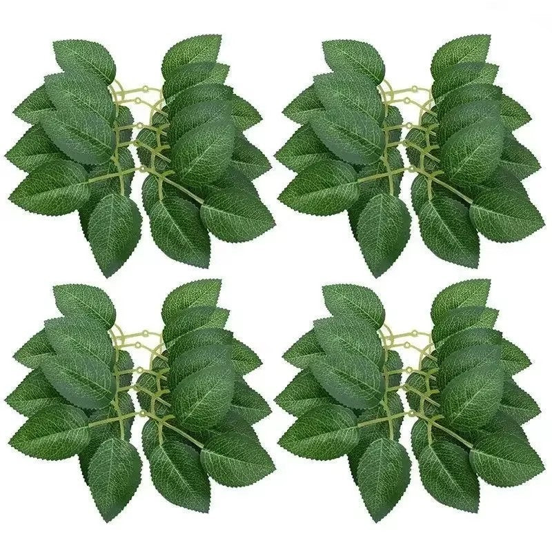5-100pcs Fake Rose Flower Green Leaves for Valentine's Day Wedding Birthday Party Artificial Roses Heads with Stems Supplies